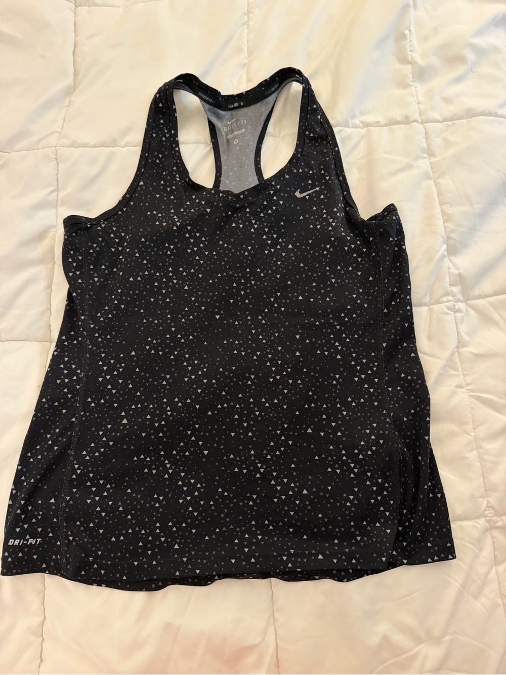 Nike Black Racerback Dri-FIT Tank with White Micro Triangle Print